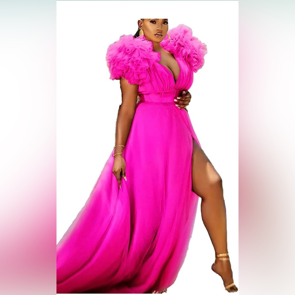 Loose Swing Mesh Gowns European American Plus Size Commuter Evening Gown